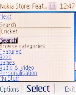 Scroll to Search and press the Navigation key.