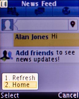 Scroll to Home and press the Navigation key.