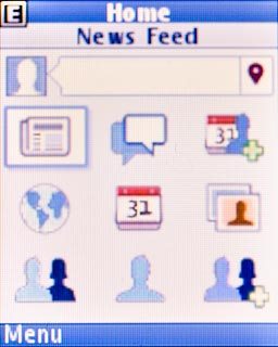 Scroll to News Feed and press the Navigation key.Your friends' status updates are displayed.