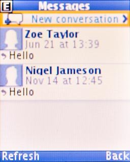 Scroll to New conversation and press the Navigation key.
