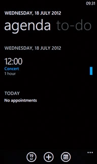 Slide your finger left on the display to find agenda.