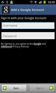 Press Username and key in the username for your Google account.