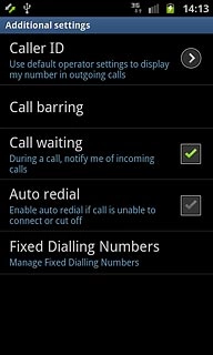 The current settings are displayed.Press Call waiting to turn the function on or off.