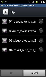 Once you've found a ring tone you like, press the field next the required audio file to select it.