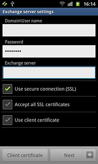 Press the field below Exchange server and key in the server address.