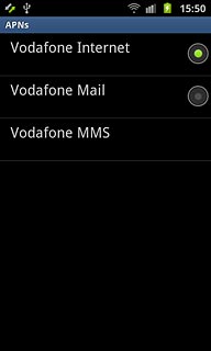 Press the field next to Vodafone Internet to fill in the field.