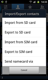 Press Import from SIM card.