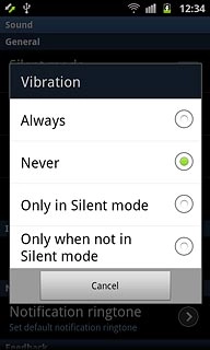 To turn off vibration:Press Never.