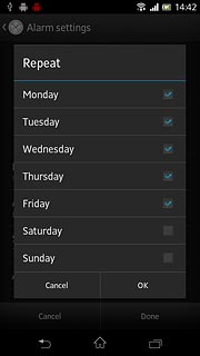 When a day is ticked (V), it's selected.
