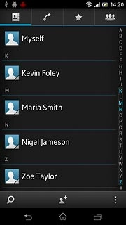 Press the required contact.The contact details are displayed.