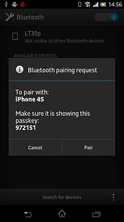Check that the same access code is displayed on both devices and press Pair.You also need to accept the access code on the other device.The file is sent.