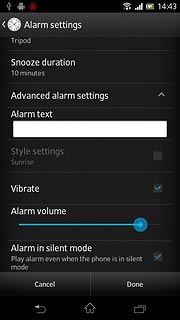 Press the field below Alarm text.Write the required text.