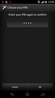 Key in the phone lock code again and press OK.
