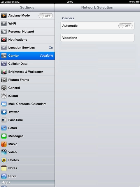 Press Automatic to turn on automatic network selection.