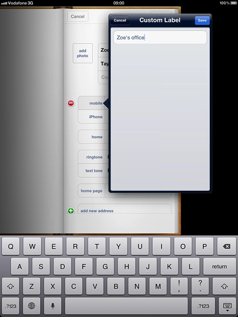 Key in the required text and press Save.