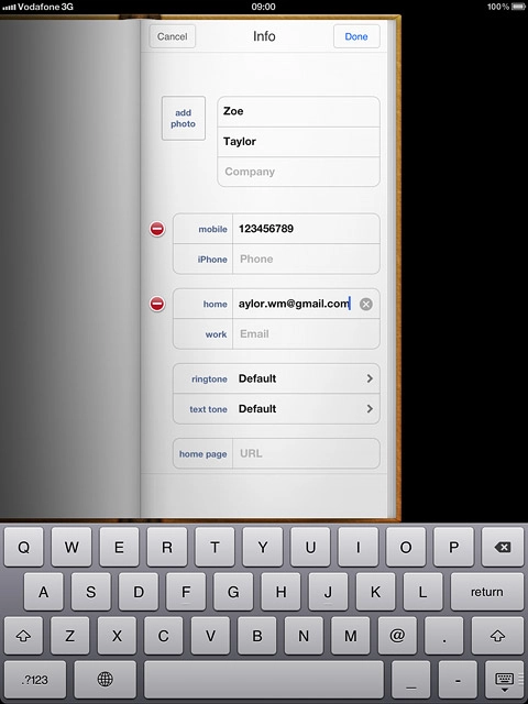 Press the field next to the email address.