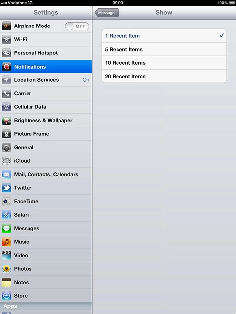 Press the required setting.