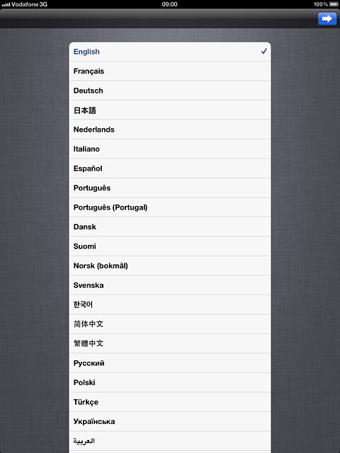 To change language:Press the required language.