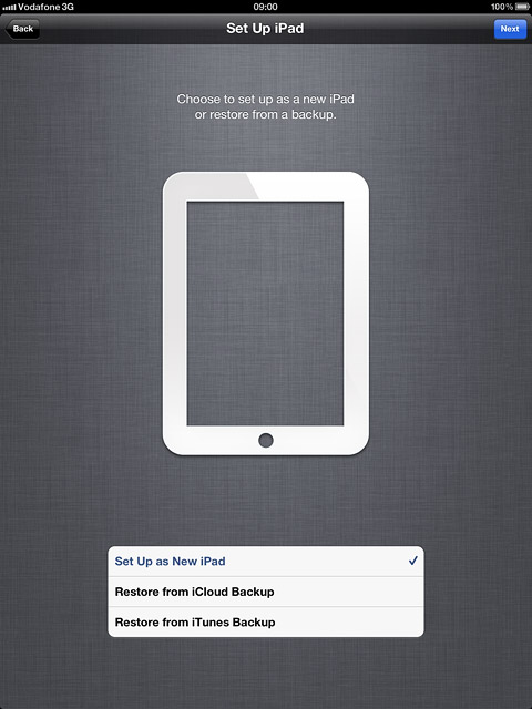 Press Set Up as New iPad.