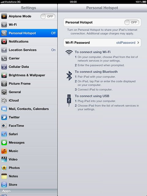Press Personal Hotspot.