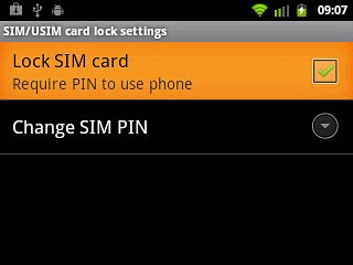 When the box next to the menu item is ticked (V), use of PIN is turned on.