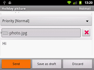 Press Send when you've finished your email message.