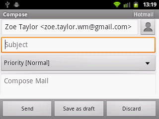 Press Subject.Key in a subject for the email message.