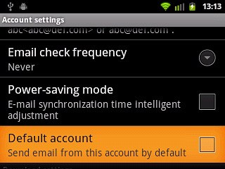 Press Default account to turn on the function.