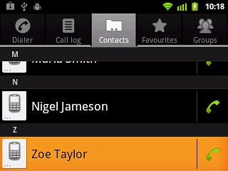 Press and hold the required contact until a pop-up menu is displayed.