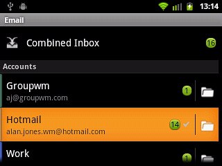 Press and hold the required email account until a pop-up menu is displayed.