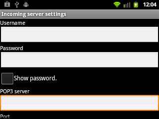 Press the field below POP3 server and key in the name of your email provider's incoming email server.
