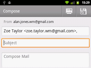 Press Subject.Key in a subject for the email message.