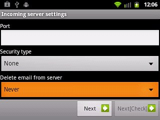 Press the drop down list below Delete email from server.