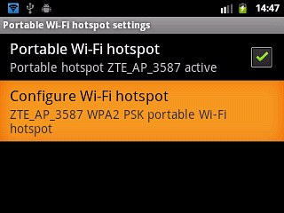 Press Configure Wi-Fi hotspot.Key in a name for the Wi-Fi hotspot.