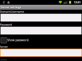 Press the field below Server and key in the server address.