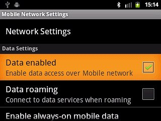 Press Data enabled to activate or deactivate data connections.