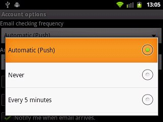 Press Automatic (Push), Never or the required frequency.