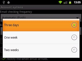 Press the required setting.