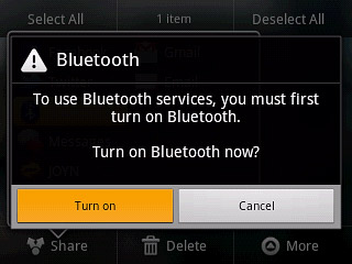 If required, press Turn on to turn on Bluetooth.Your phone now searches for devices and after a moment, a list of Bluetooth devices within range is displayed.