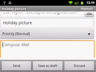 Press Compose Mail.Write the text for your email message.