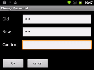 Press the field next to Confirm and key in the new barring password again.