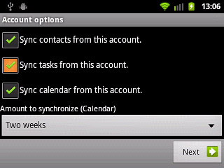 Press Sync tasks from this account to turn the function on or off.