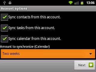 Press the drop down list below Amount to synchronize (Calendar).