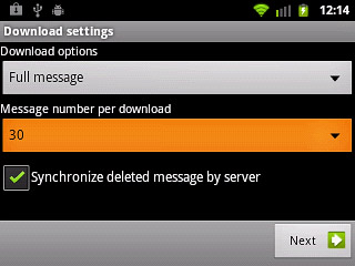 Press the drop down list below Message number per download.