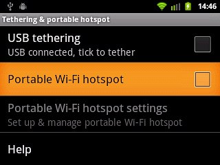 Press Portable Wi-Fi hotspot to turn on the function.