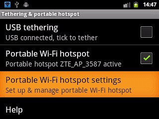 Press Portable Wi-Fi hotspot settings.