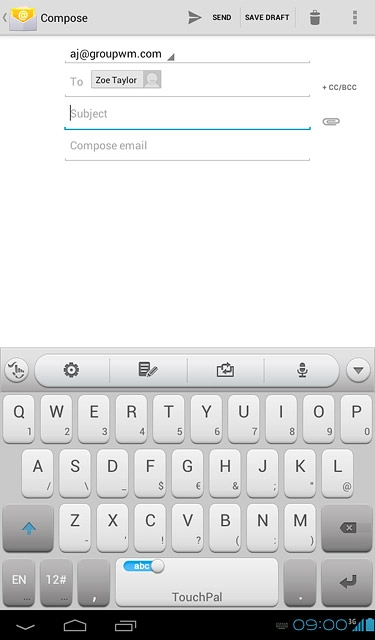 Press Subject.Key in a subject for the email message.