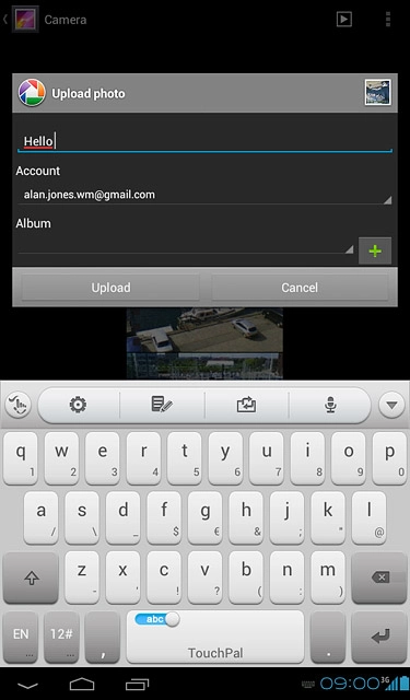 Key in text for the picture.Press Upload.