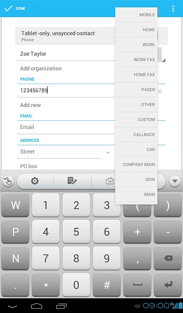 Press the required number type.