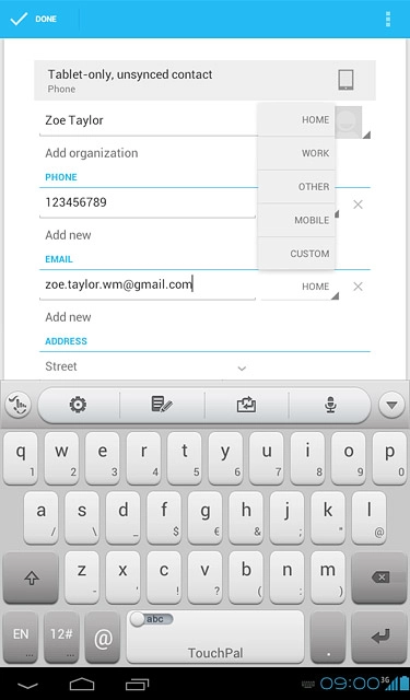Press the required email type.